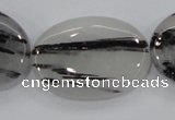 CRU90 15.5 inches 25*35mm oval black rutilated quartz beads wholesale