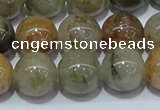 CRU904 15.5 inches 12mm round green rutilated quartz beads wholesale