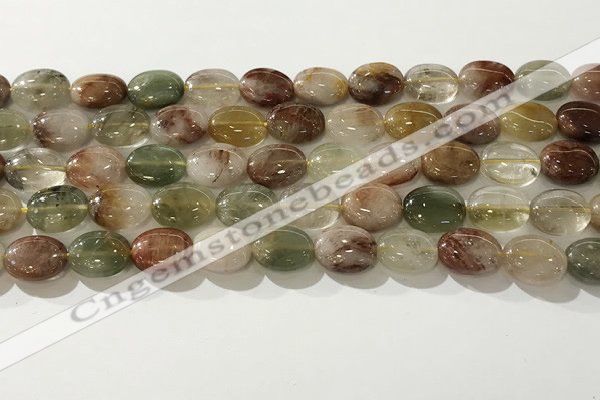 CRU920 15.5 inches 9*12mm oval mixed rutilated quartz beads wholesale