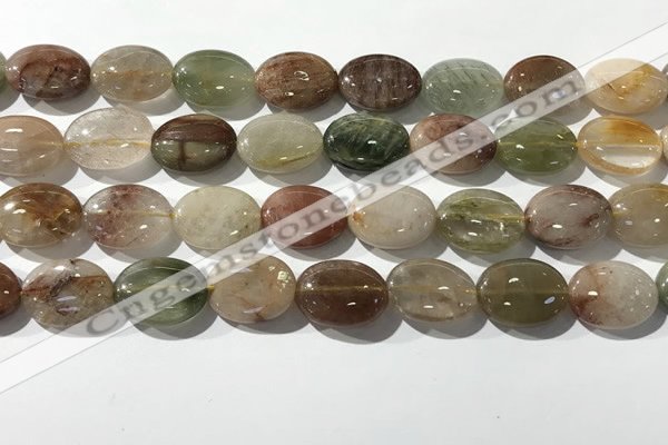 CRU923 15.5 inches 13*18mm oval mixed rutilated quartz beads wholesale