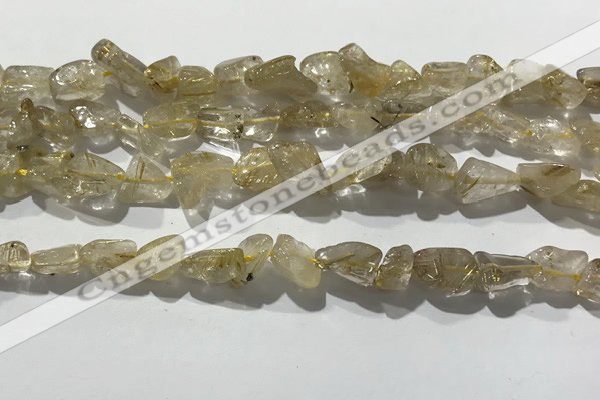 CRU929 15.5 inches 6*8mm - 10*12mm chips golden rutilated quartz beads