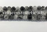 CRU932 15.5 inches 14mm round black rutilated quartz beads wholesale