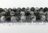 CRU933 15.5 inches 16mm round black rutilated quartz beads wholesale