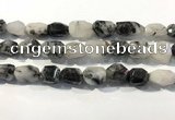 CRU940 12*18mm - 18*25mm faceted nuggets black rutilated quartz beads