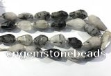 CRU941 13*18mm - 18*32mm faceted nuggets black rutilated quartz beads