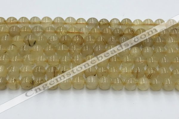 CRU951 15.5 inches 7mm round golden rutilated quartz beads