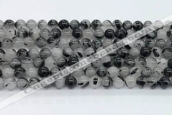 CRU954 15.5 inches 6mm round black rutilated quartz beads