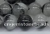 CRU955 15.5 inches 8mm round black rutilated quartz beads