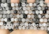 CRU961 15.5 inches 6mm round black rutilated quartz beads