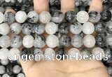 CRU964 15.5 inches 12mm round black rutilated quartz beads