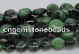 CRZ10 15.5 inches 10mm flat round ruby zoisite gemstone beads