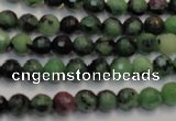 CRZ105 15.5 inches 6mm faceted round ruby zoisite gemstone beads