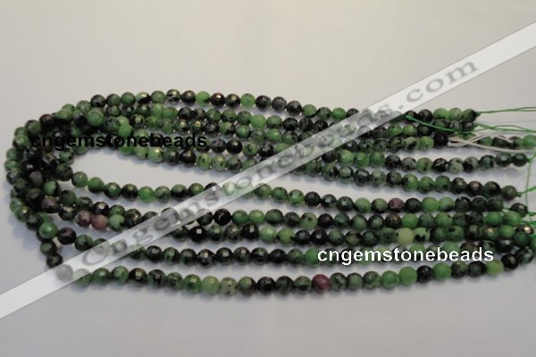 CRZ105 15.5 inches 6mm faceted round ruby zoisite gemstone beads