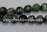 CRZ107 15.5 inches 10mm faceted round ruby zoisite gemstone beads