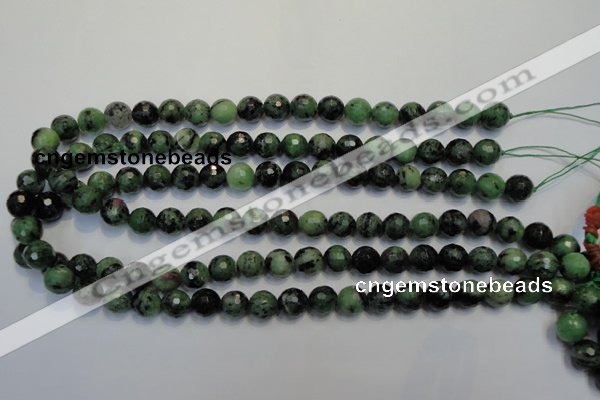 CRZ107 15.5 inches 10mm faceted round ruby zoisite gemstone beads