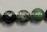 CRZ110 15.5 inches 16mm faceted round ruby zoisite gemstone beads