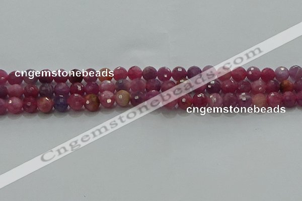 CRZ1121 15.5 inches 5mm faceted round natural ruby gemstone beads