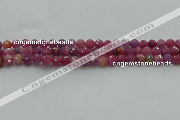 CRZ1122 15.5 inches 6mm faceted round natural ruby gemstone beads