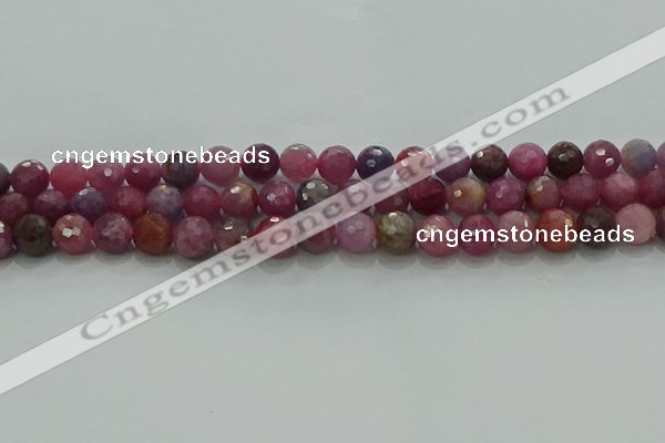 CRZ1123 15.5 inches 7mm faceted round natural ruby gemstone beads