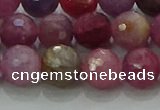 CRZ1124 15.5 inches 8mm faceted round natural ruby gemstone beads