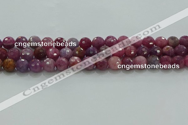 CRZ1125 15.5 inches 9mm faceted round natural ruby gemstone beads