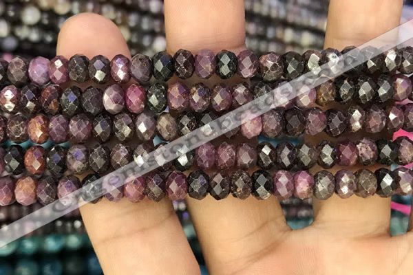 CRZ1137 15.5 inches 4*6mm faceted rondelle ruby gemstone beads