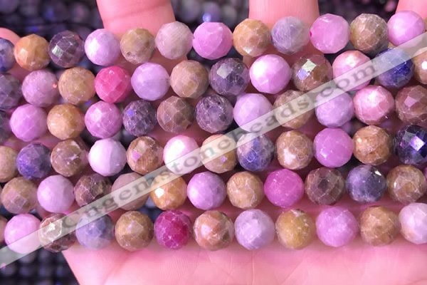 CRZ1143 15.5 inches 8mm faceted round ruby sapphire beads