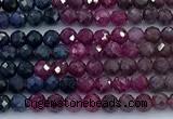 CRZ1200 15 inches 3mm faceted round ruby sapphire beads