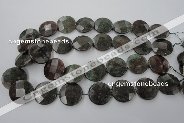 CRZ218 15.5 inches 25mm faceted coin ruby zoisite gemstone beads