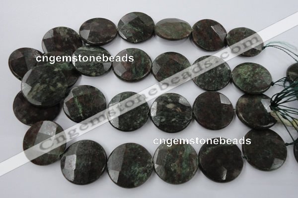 CRZ219 15.5 inches 30mm faceted coin ruby zoisite gemstone beads