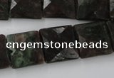 CRZ235 15.5 inches 15*15mm faceted square ruby zoisite gemstone beads