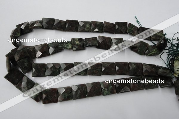 CRZ235 15.5 inches 15*15mm faceted square ruby zoisite gemstone beads