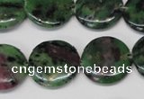 CRZ28 15.5 inches 20mm flat round ruby zoisite gemstone beads