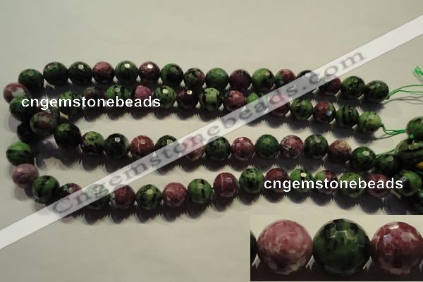 CRZ357 15.5 inches 13mm faceted round natural ruby zoisite beads