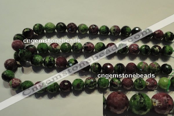 CRZ358 15.5 inches 14mm faceted round natural ruby zoisite beads