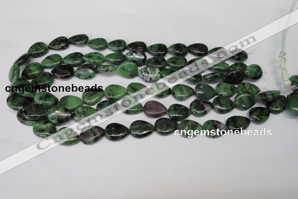 CRZ40 15.5 inches 13*18mm flat teardrop ruby zoisite gemstone beads