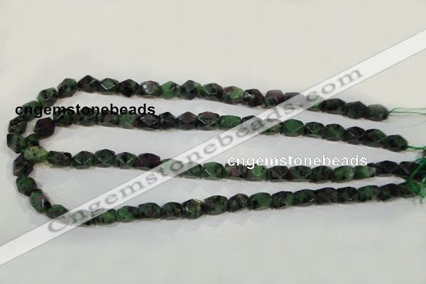 CRZ465 15.5 inches 7*10mm faceted nuggets ruby zoisite gemstone beads