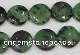 CRZ472 15.5 inches 16mm flat round ruby zoisite gemstone beads