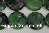 CRZ474 15.5 inches 20mm flat round ruby zoisite gemstone beads