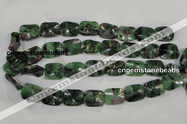 CRZ495 15.5 inches 18*22mm wavy rectangle ruby zoisite gemstone beads