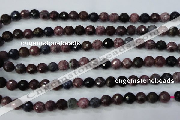 CRZ512 15.5 inches 8mm faceted round natural ruby sapphire beads