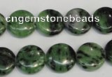 CRZ55 15.5 inches 14mm flat round ruby zoisite gemstone beads