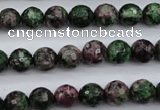 CRZ551 15.5 inches 9mm faceted round Chinese ruby zoisite beads