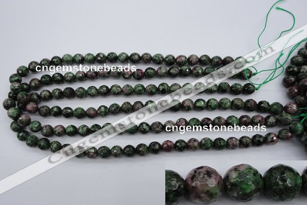 CRZ551 15.5 inches 9mm faceted round Chinese ruby zoisite beads