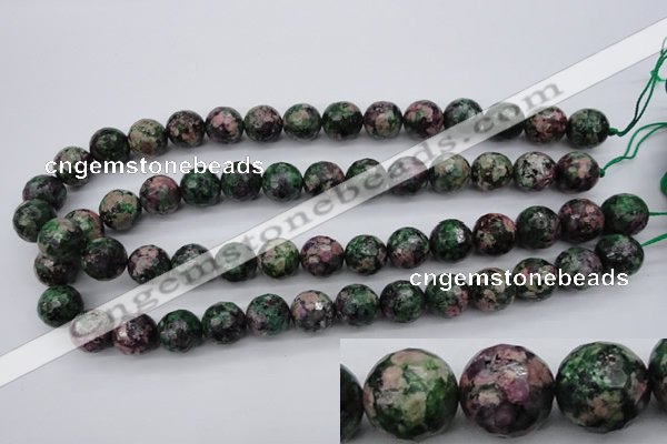 CRZ552 15.5 inches 13mm faceted round Chinese ruby zoisite beads