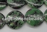 CRZ57 15.5 inches 22mm flat round ruby zoisite gemstone beads