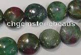 CRZ623 15.5 inches 14mm flat round New ruby zoisite gemstone beads