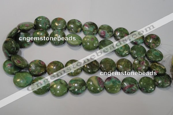 CRZ626 15.5 inches 20mm flat round New ruby zoisite gemstone beads