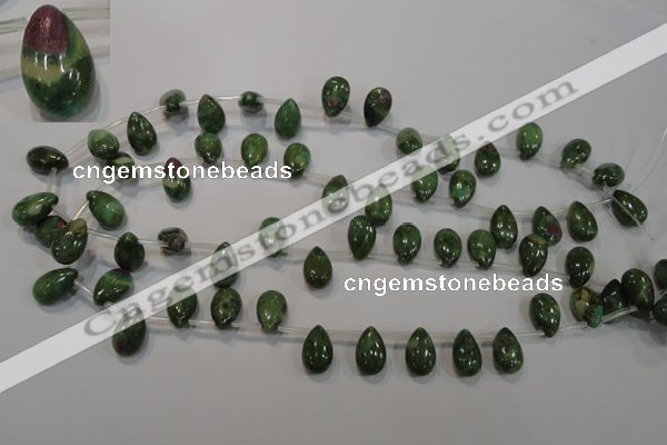 CRZ649 Top-drilled 9*14mm flat teardrop New ruby zoisite gemstone beads