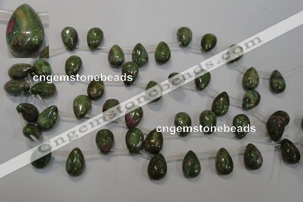 CRZ650 Top-drilled 12*18mm flat teardrop New ruby zoisite gemstone beads